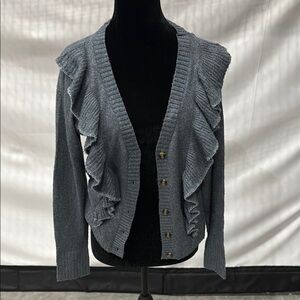 Gray Ruffled Women's Sweater